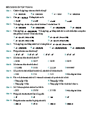 Đề cương trắc nghiệm ôn tập giữa kì 1 môn Toán Lớp 6